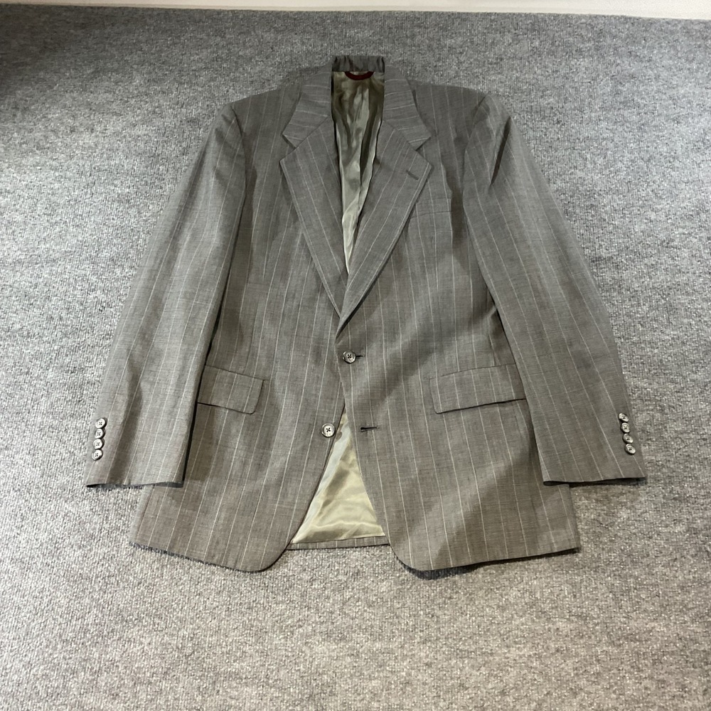 Hart Schaffner Marx Raleighs Gray Pinstripe Blazer 40 Wool Blend Sport Coat Mens